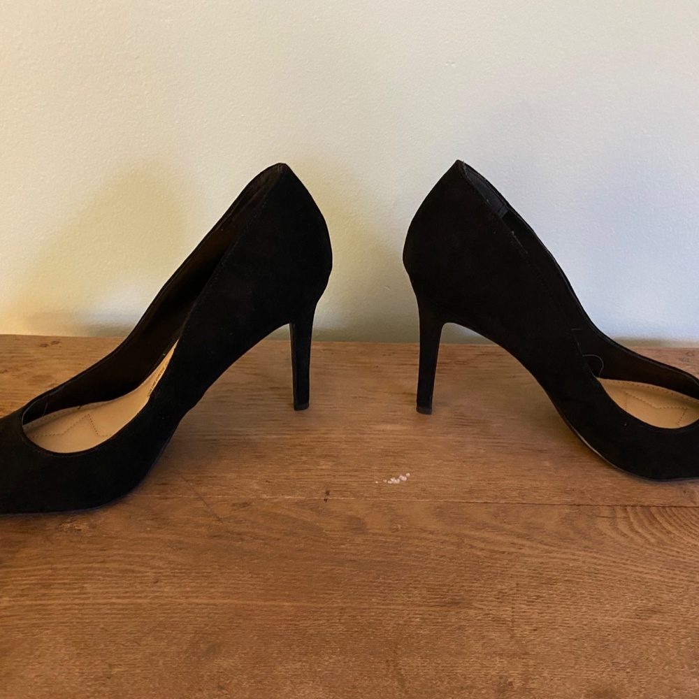 Classic Black Suede Heel Stiletto Pumps